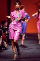 Supermodel Iman wears creation by Thierry Mugler, Paris, 1984